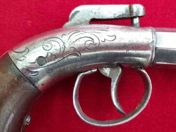 An unusual American small size antique percussion single shot Bootleg pistol circa 1840. Ref 2086.